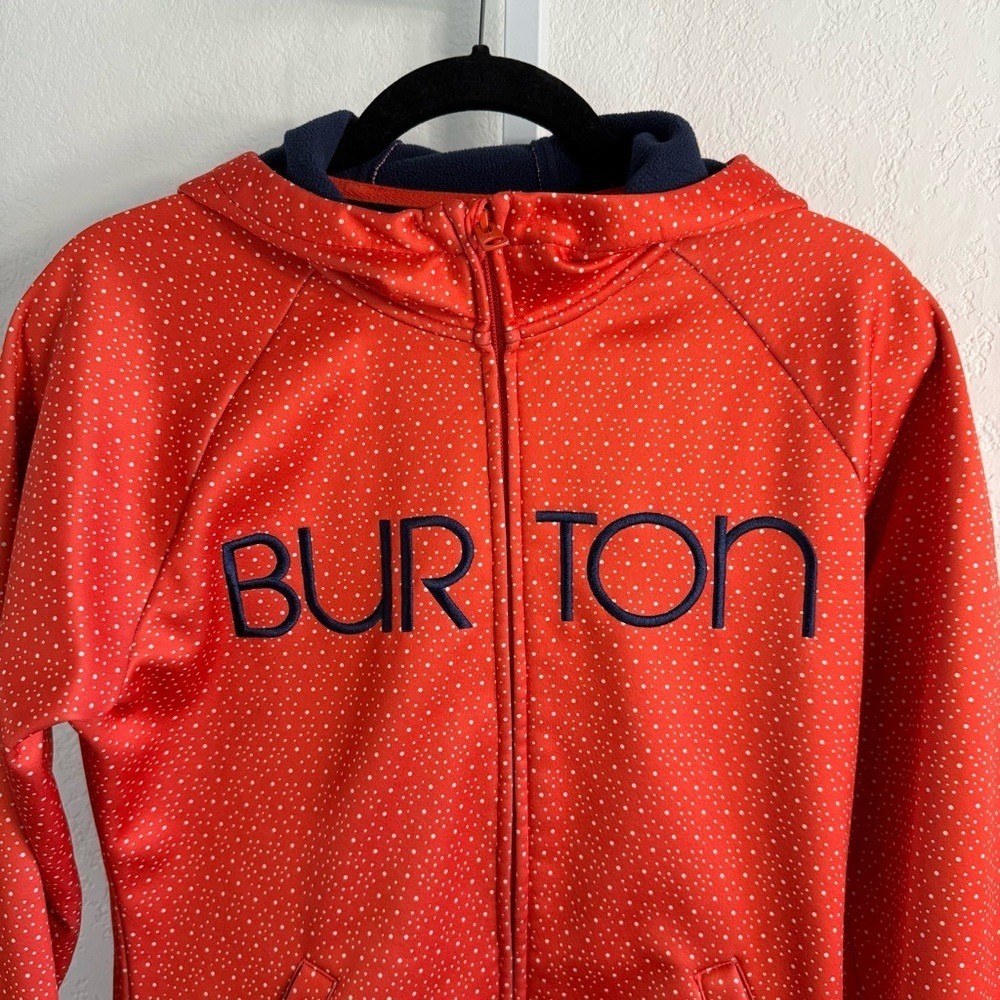 Burton WB Peak Hoodie Orange Fleece Lined Full Zip Ski Jacket Women's Large Snow - Picture 2 of 14